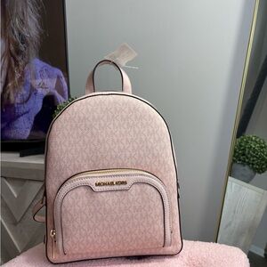 Michael Kors Blush Signature Mini Backpack with Gold Hardware